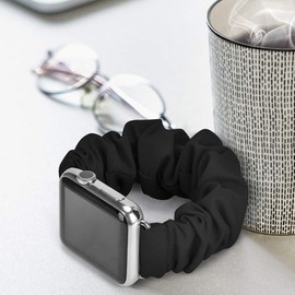 Compatible with Spade & Co Health Smartwatch 4 bands, Fabric Elastic Scrunchie Elastic Watch Band Kids Girls Cute Replacement Straps Compatible with Spade & Co Health Smartwatch 4 1.85 Inches (Black, 22mm size band)