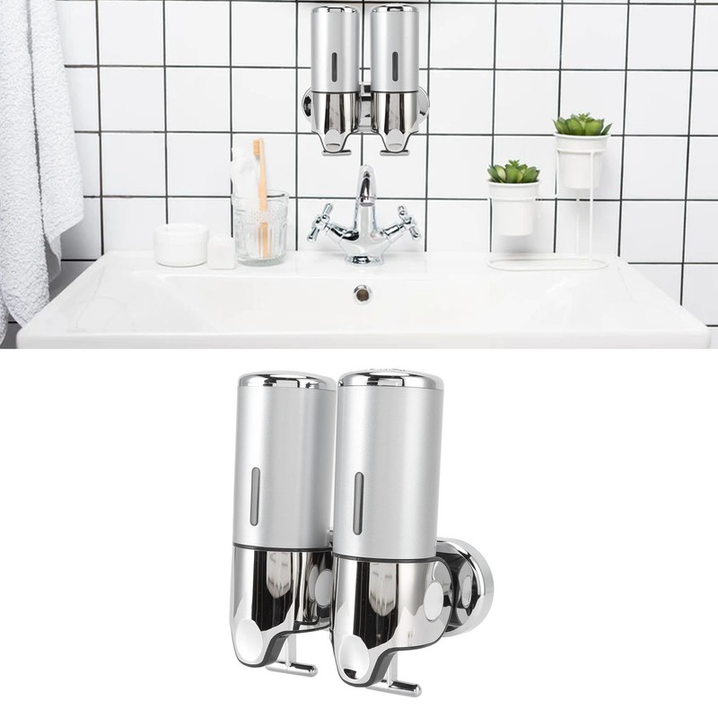 Soap Dispenser Dual Pump 1000ml Wall Mounted Easily Refilled Reusable