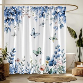 MYYJYY Blue Eucalyptus Leaves Shower Curtain for Bathroom 70" W x 70" L