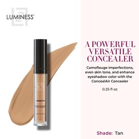LUMINESS Under Eye Concealer for Dark Circles, ConcealAir (Tan) - Weightless Coverage & Crease-Resistant Makeup Concealer to Even Out Skin Tones & Help Reduce Dark Spots & Blemishes - 0.25 fl oz