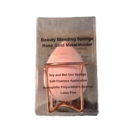 Unbranded Beauty Blending Sponge W/ ROSE GOLD Metal Holder Color: Light Pink Sponge