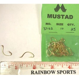 MUSTAD 37162 #10 GOLD Plate WIDE GAP KAHLE HARNESS HOOKS - 25pk. 37160 Drop Shot