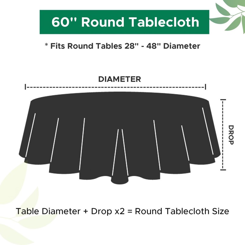 Biscaynebay Textured Fabric Round Tablecloths 60", Black Table Cloth Water