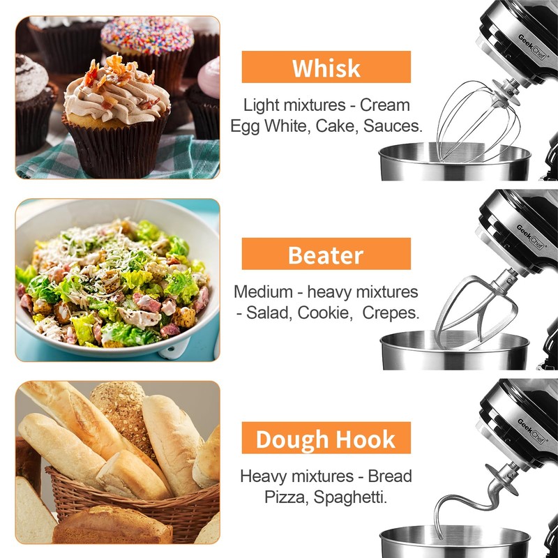 Geek Chef Electric Stand Mixer, 4.8QT 12 Speeds Tilt-head Food