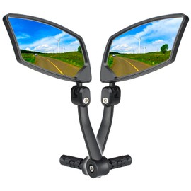 BriskMore Bar End Bike Mirrors, High–Definition Convex Glass Lens for E-Bike Handlebars, Scratch Resistant, Safe Rearview Bicycle Mirror