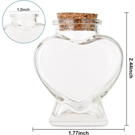 Zoeytak 1PCS Empty Mini Glass Heart-Shaped Bottles with Cork Stoppers, Decorative Glass Bottles with Cork Lid for DIY Art Crafts Projects Decoration Party Supplies