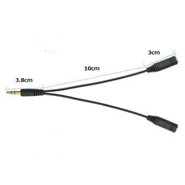 Earphone Splitter Cable, Earphone Jack, Callable, Bifurcated, 3.5mm Distribution Cable, 11.8 inches (30 cm), Microphone Function, 4 Pole Mini Plug Male to 2x4 Stereo Female, Gold Plated, Compatible