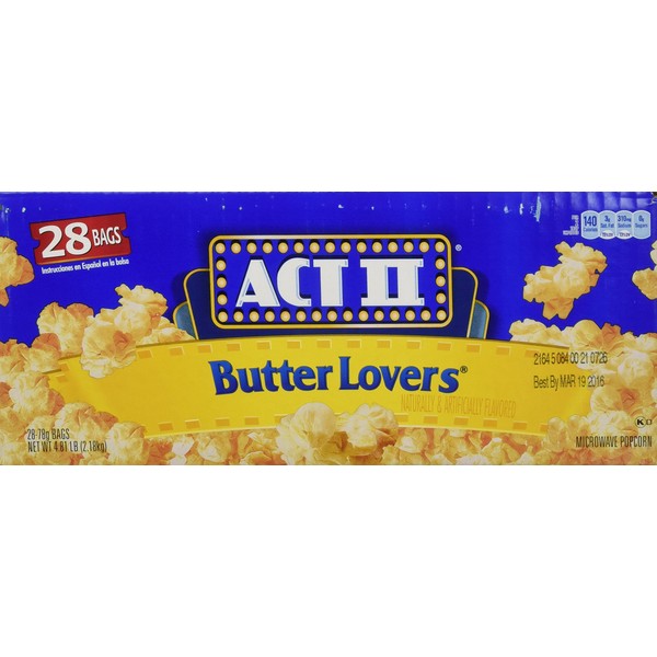 Act II Microwave Butter Lovers Popcorn, 77.03 Ounce -- 1 each.