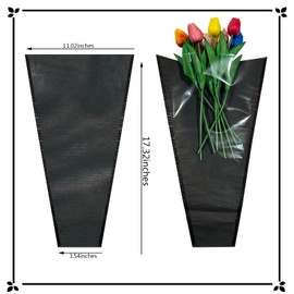 Flower Wrapping Bags for Bouquets, Flower Bouquet Sleeve Clear Flower Bags, 11×17 Inch Floral Wrapping Bags Large for Wedding Ceremony, Birthday Party, Graduation, Florist Supplies 20 Pcs (Black)