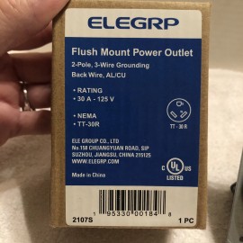 Elegrp Flush Mount Power Outlet 2 Pole 3 Wire Grounding Back Wire AL/CU ELEGRP 2107 S