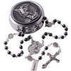 HanlinCC Saint Michael the Archangel Hematite Black Stone Beads Rosary