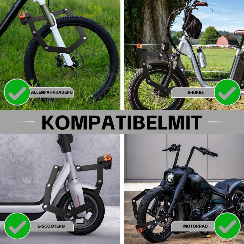 Folding Combination Lock - Hard Alloy Bike Lock with 4-Digit