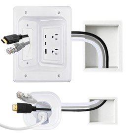 KOHUIPU TV Cable Hider wall kit in wall Cable Management kit – 8" H x 6.3" L x 4" D Module, Wall Template, Saw, 6ft Extension Cord Easy DIY in-Wall Wire Management Kit