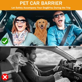 Hppbody Dog Guard Car for the Boot Vehicle Safety Net for Dogs, Universal Car Safety Gate, Divider Grille with 4 Hooks, Protective Grille for SUV, Pet Restraint Net, Black, 120 x 70 cm
