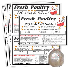 120pcs Poultry Freezer Labels with Safe Handling Instructions,Exemption P.L. 90-492(4x2.5 inch)