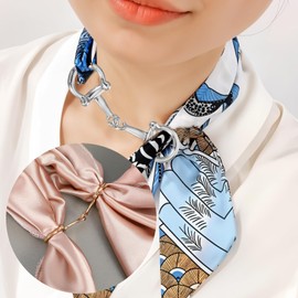 AOZUO Scarf Ring for Women, 2pcs Metal Horsebit Silk Scarf Buckles Shawl Clip Rings Brooch Pin Buckle Charms for Lady Girls Decoration Accessories