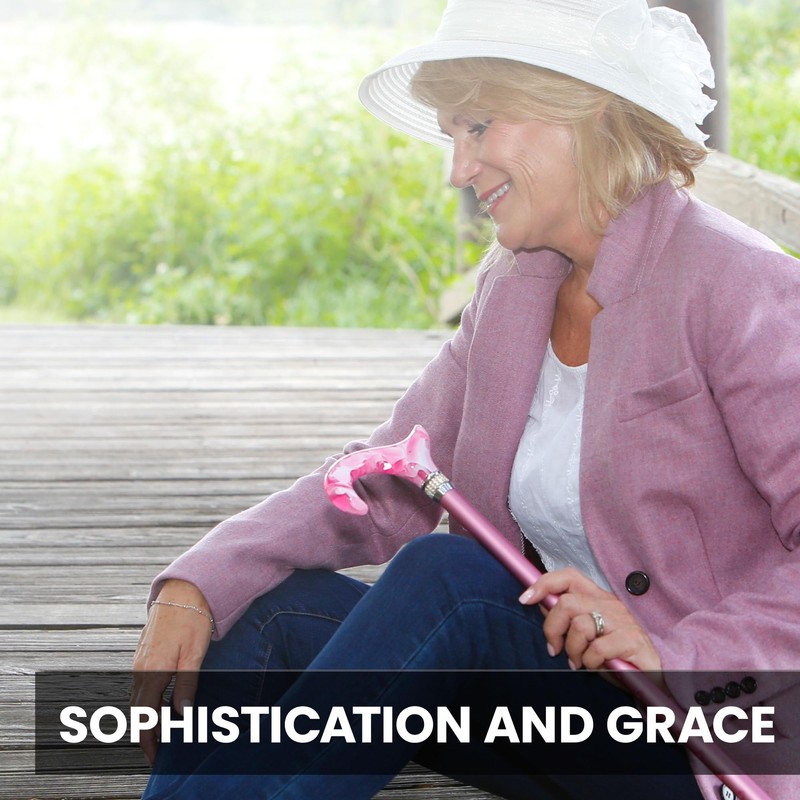 Pink Pearlz Rhinestone Lace Adjustable Walking Cane – Elegant Walking