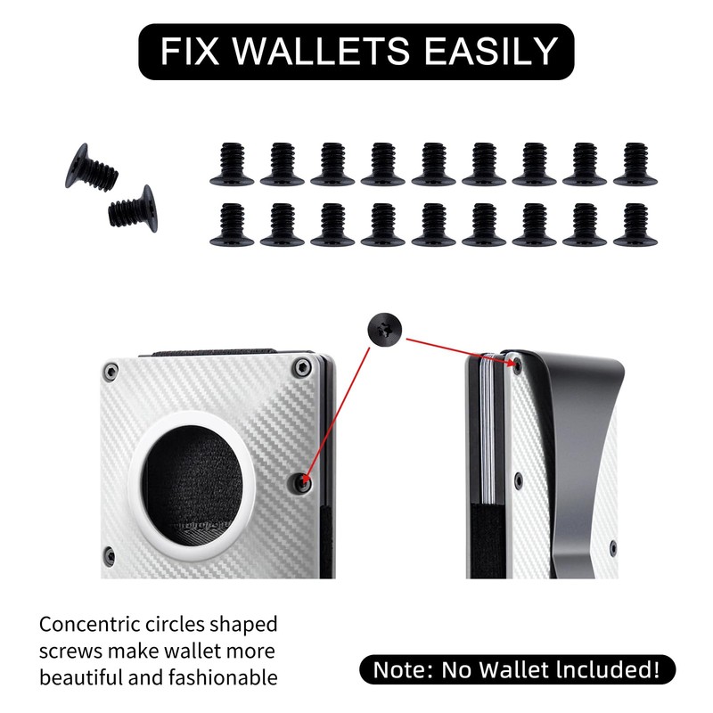 NICENEEDED Wallet Replacement Screws Kit, Black DIY Wallet Screw Repair