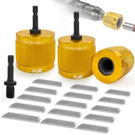 KJE 3-Piece Metal Copper Pipe Cleaner Set for Drill (1/2", 3/4", 1"), with 15 Brush Blades & 1/4" Hex Shank, Plumbing Tools for Removing Rust & Paint from HVAC Metal Pipes, Yellow