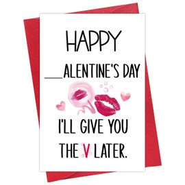 D4DREAM Happy Valentine's Day Cards for Husband I'll Give You The V Later Naughty Valentines Gifts for Husband from Wife Funny Valentines Day Greeting Card with Envelope for Him Husband Boyfriend Fiancé