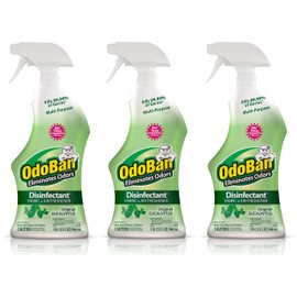 OdoBan Ready-to-Use Disinfectant and Odor Eliminator, Set of 3 Spray Bottles, 32 Ounces Each, Original Eucalyptus Scent