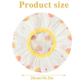 Waterproof Shower Caps, 3 Pcs Plastic Reusable Shower Caps Elastic Band Bath Caps for Women, Kids (Food)