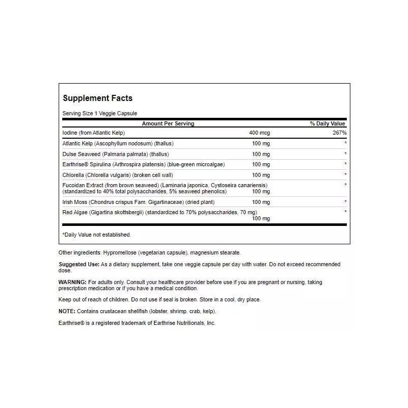 Swanson Seaweed Vegetable Complex 60 Veggie Capsules