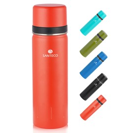 SANTECO Thermos Flask, Stainless Steel, 1 L, 500 ml, Leak-Proof Insulated Bottle with Drinking Cup for Travel, Coffee & Tea for Children, Sports, BPA-Free, 24 Hours Cold & 12 Hours Hot