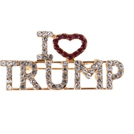 Crystal Trump Brooch with US Flag/Trump Maga Merchandise for 2024 United States Presidential Election -I LOVE TRUMP