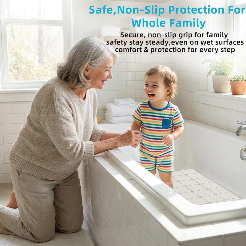 Non-Slip Silicone Bathtub Mat, Foldable Bath Tub Mat, 14.9 x