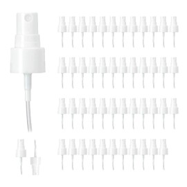 PP Plastic Fine Mist Sprayer 20-410 Smooth Skirt with Clear Overcap and 3.54 Inch Dip Tube – 0.12cc Output Mist Pump for Bottles, Lotions, Liquids, Perfumes, Cosmetics, Travel Use - Pack of 50 - White