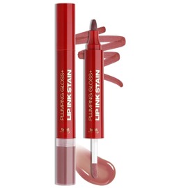 HOSAILY Lip Combo - Dual Ended 2 in 1 Nude Lip Stain Liner & Lip Gloss Kit, Waterproof Long Lasting Liquid Lipstick and Juicy Mirror Lip Glaze Smooth Plumping Nourishing Lip Marker Makeup 04