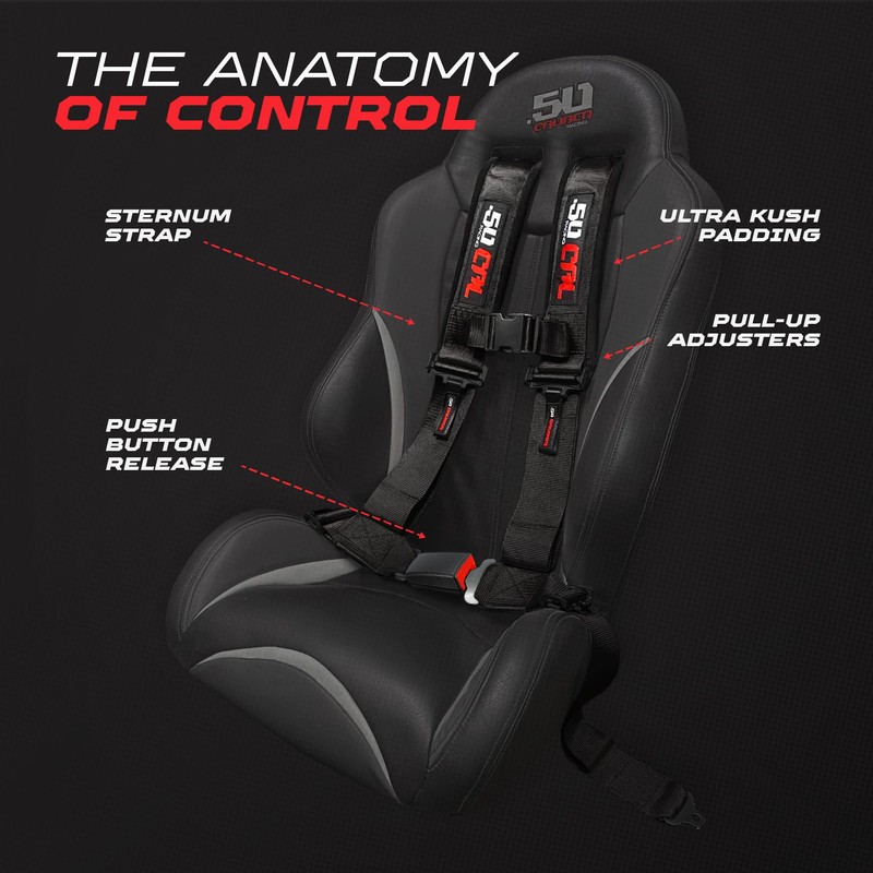 1pc 4 Point Harness for Bucket Seat, Push Release, 10