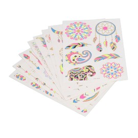 Tatuajes Temporales, Pegatinas de Tatuaje de Neón Fluorescente, 8 Hojas de Colores de Fiesta de Neón, Cuerpo,Maquillaje Temporal, Pegatinas de Tatuaje