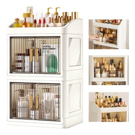 Caja Almacenamiento Cosméticos Multinivel Con Compartimentos Blanco
