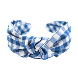 axy HR34k Vintage Look Checked Headband Series 34k Hair Band – Beautiful Headband (Blue/White Checked)