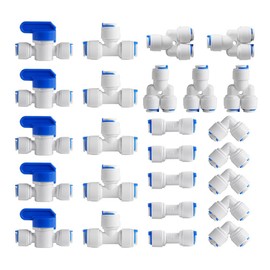 Tiardey 25 Pcs Universal Connection Set Adapter Fitting Connector Water Filter Fitting For 1/4 Inch Hose Refrigerator Hose Water Hose