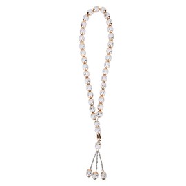 12mm Tasbih Prayer Beads, Muslim Prayer Rosary Beads Worship Supplies Accessory for Necklace Hand Bracelet 35cm/13.8in (White)