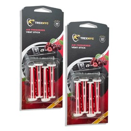 TrexNYC Car Air Fresheners Vent Sticks, Essential Car Odor Eliminator, For Long Lasting Fragrance up to 60 days, 2 Packs (Cherry)