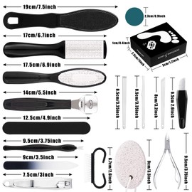 Whaline Pedicure Tools Kit, Dead Skin Tool Set 18 in 1, Stainless Steel Foot Callus Remover, Foot File Rasp, Nail Toenail Clipper, Pumice Stone, Foot Peel, Foot Care Kit for Women Men Salon or Home