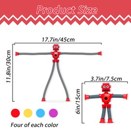 4 Pcs Fidget Toys for Kids Tubes Robot Toy,Telescopic Suction Stretchy Toys,Novel Pop Baby Sensory Toy,for Adults & Kids & Toddler,Stress Relief, Anxiety,Calming,Focus, Adhd and Autism,Travel,Plane
