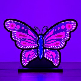 Elumina Decor - Butterfly Infinity Mirror Night Light - LED Butterfly Nightlight for Kids - USB-Powered with Dimmer Switch - 3D LED Infinity Light - Bedroom Decor for Boys, Girls & Teens - 12" x 13"