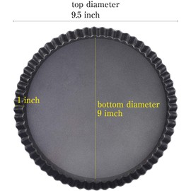 Tart Pan, Quiche Pan, RICHSC Non-Stick Removable Loose Bottom Carbon Steel 9In Tart Pan, Easy to Operate and Clean.