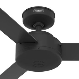 Hunter Fan 44 Inch Casual Matte Black Indoor Ceiling Fan With 3 Blades for Bedroom, Living Room/Family Room, Dining Room, Kitchen, Office (Renewed)