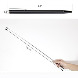 Telescopic Teachers Pointer,Teaching Pointer Stick for Classroom,Metal Hand Retractable Pointer Extended Length 25Inch, Handheld Presenter Whiteboard Pointer (Black+Silver)