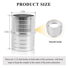 Wevdn 2 PCS Radiator Hose Barb Fittings, 1-1/2 Inches Aluminium Alloy Hose Barb Connector Adapter, Splice Mender for Radiator Coolant Hose Heat Exchanger, Universal Car Accessories