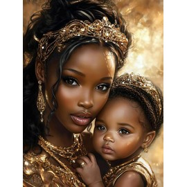 African American Black Girl and Baby Preprinted 11CT Cross Stitch Kits for Beginners & Adults - Easy Needlepoint Patterns for Home Decor & Craftings 205