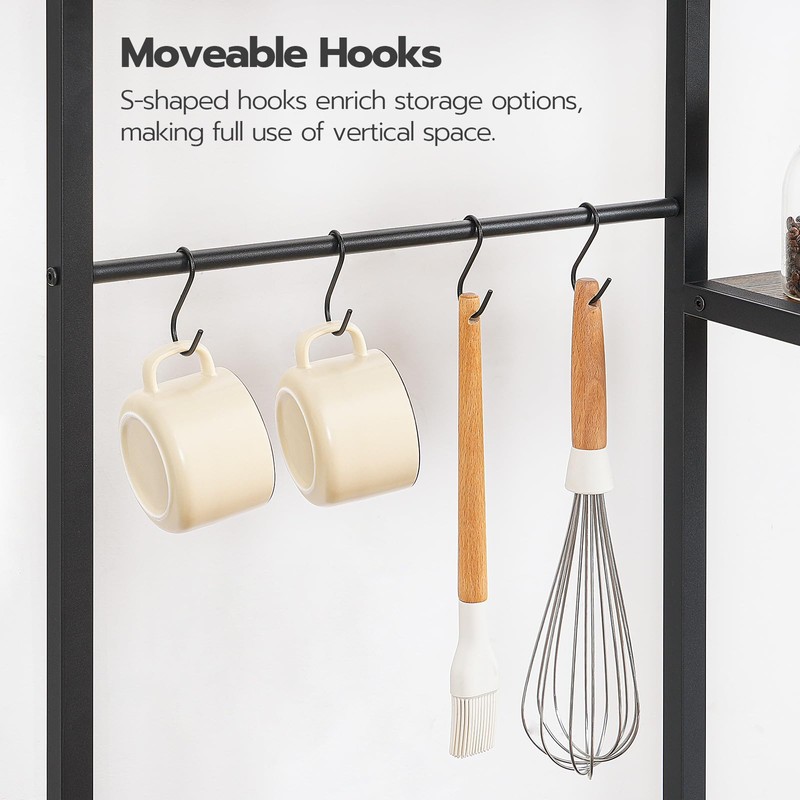 HOOBRO Large Bakers Rack with Power Outlets, 6-Tier Microwave Stand