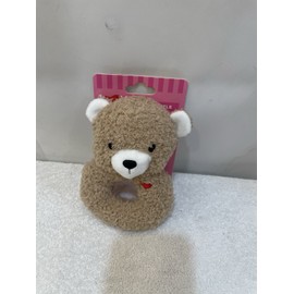 Love In The Air Brown Bear With Red Heart Baby Rattle Ages 0+ Infant Plush
