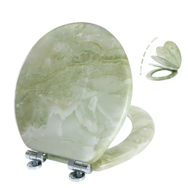 Angel Shield Marble Toilet Seat Durable Molded Wood with Quiet Close, Easy Clean, Quick-Release Hinges Round Toilet Seat (Round, Green Marble)